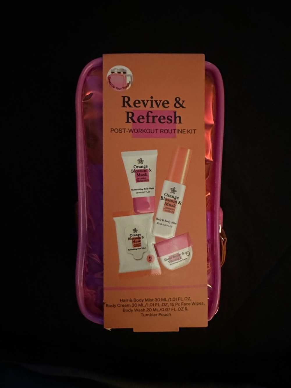 Revive & Refresh Post-Workout Routine Kit - Pink/Peach Pouch